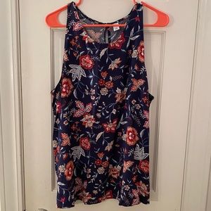 old navy floral navy blouse tank